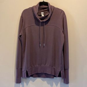 le verde purple drawstring cowl sweatshirt